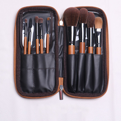 Sandalwood Bamboo Handle Full Makeup Brush Set 9 Pieces Smooth Application