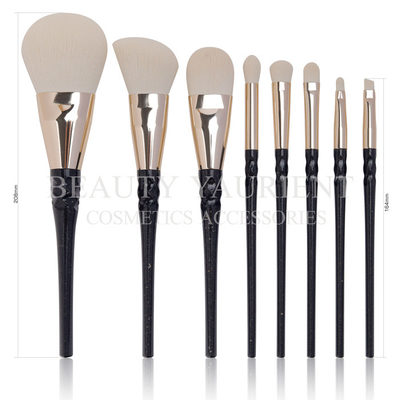 Morbidezza di plastica della maniglia set di pennelli cosmetici del puntale di alluminio del set di pennelli di trucco di 8 pezzi